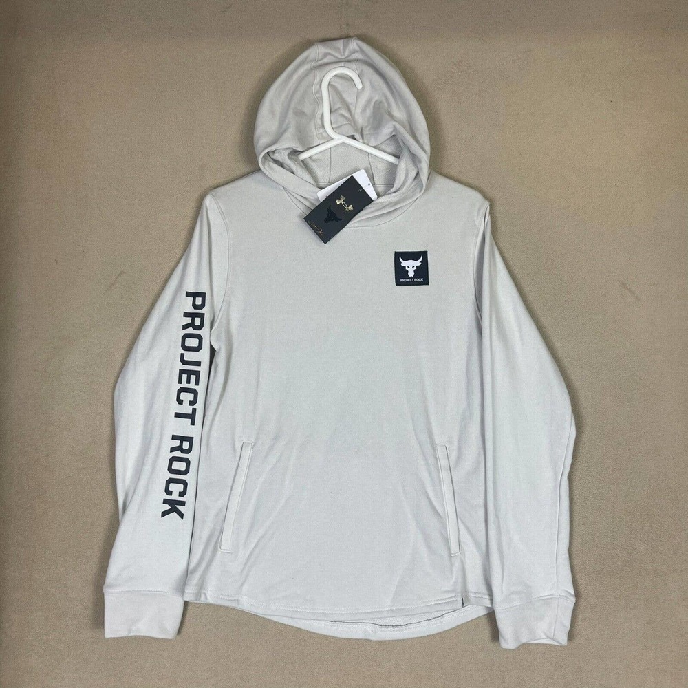 Under Armour Hoodie Youth Extra Large Off White Project Rock Pullover Mens NWT